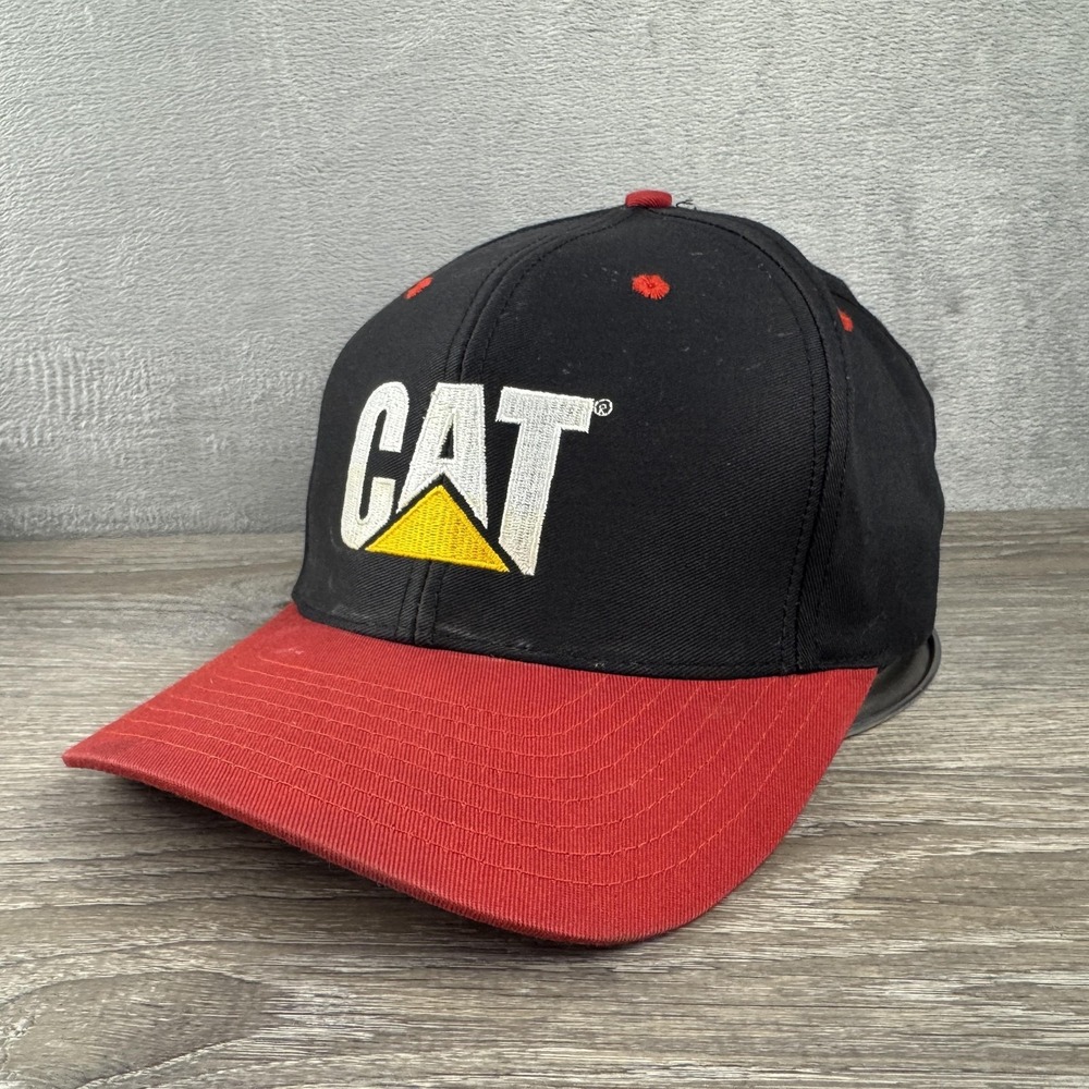 CAT Hat Cap Snap Back Black Red Embroidered Darr Equipment Twill One Size Mens